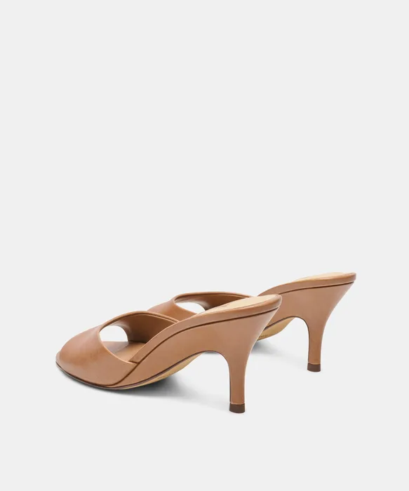 BELEN Tan Leather Open-Toe Sculptural Stiletto Heels — view 6