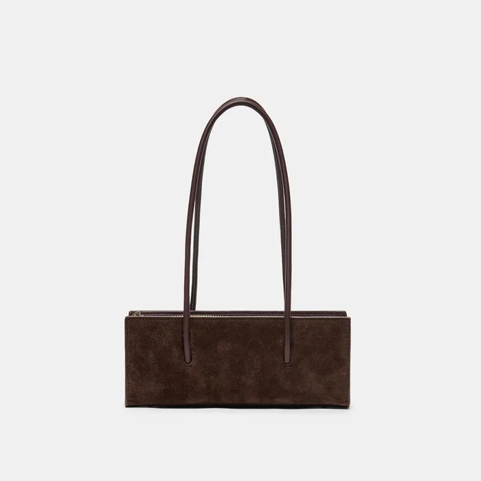 BESTIE Espresso Suede Top-Handle Small Handbag — view 2
