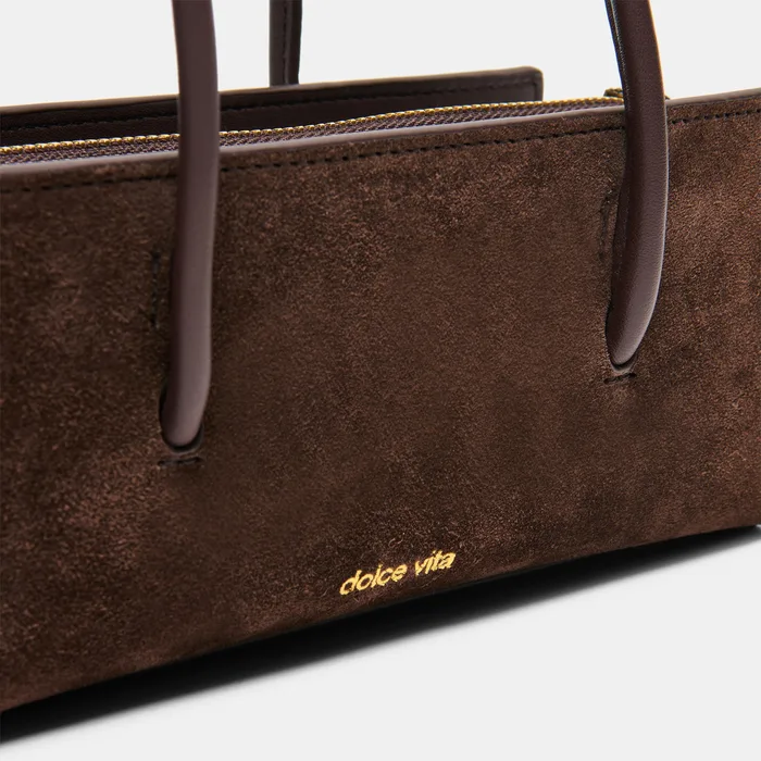 BESTIE Espresso Suede Top-Handle Small Handbag — view 6