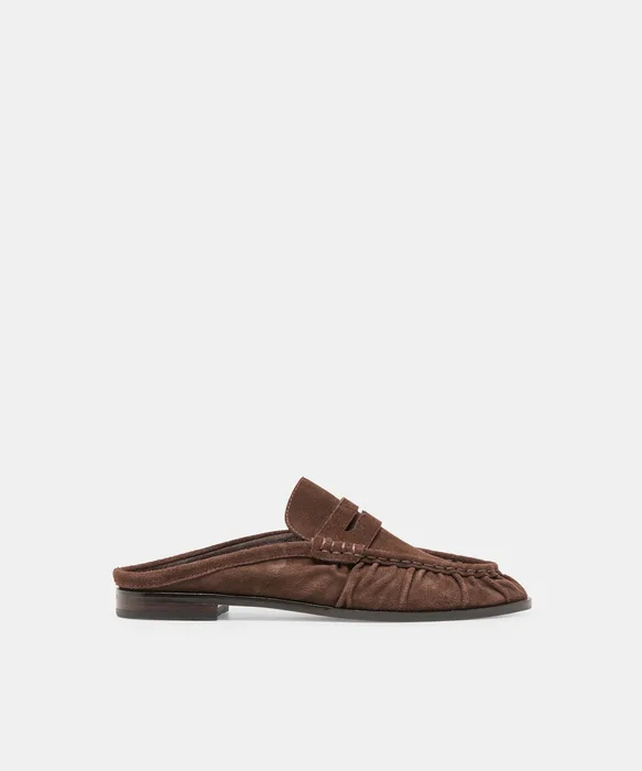 BETZY Dk Brown Suede Closed-Toe Slip-On Loafers — view 2