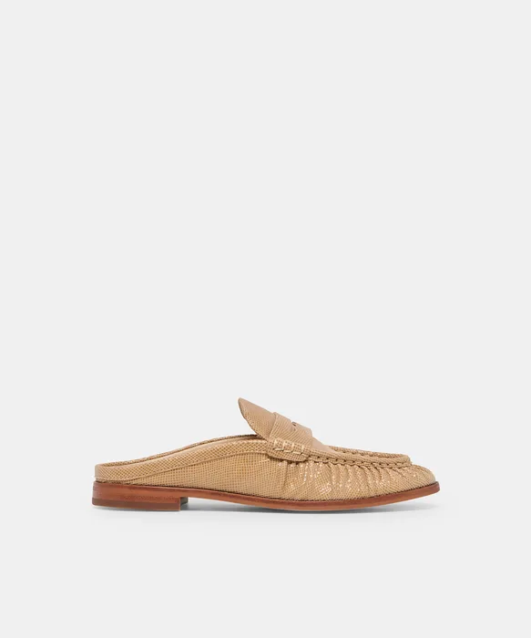 BETZY Latte Embossed Suede Closed-Toe Slip-On Loafers — view 2