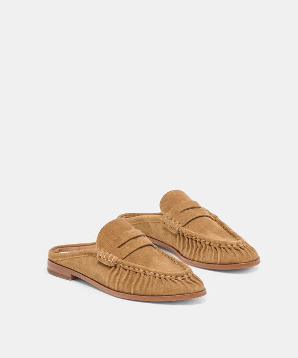 BETZY Lt Brown Suede Closed-Toe Slip-On Loafers — view 3