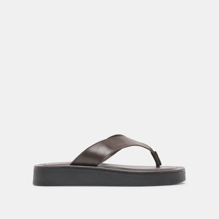 BLAYZE Dk Chocolate Leather Platform Flip-Flop Sandals — view 2