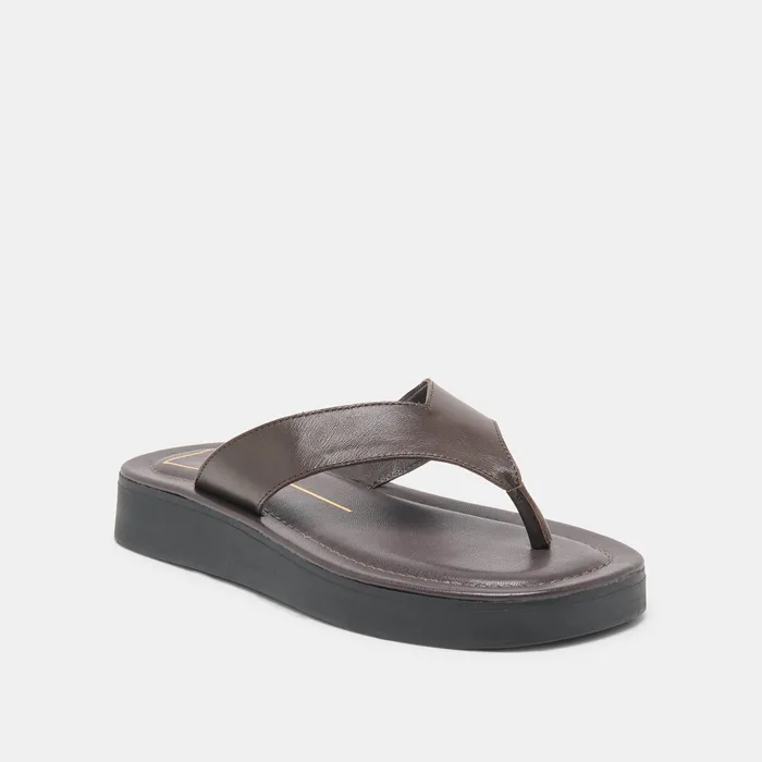 BLAYZE Dk Chocolate Leather Platform Flip-Flop Sandals — view 3