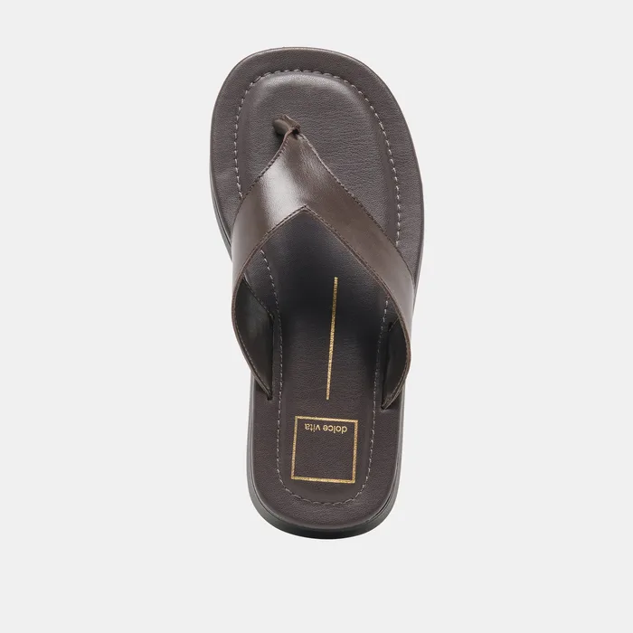 BLAYZE Dk Chocolate Leather Platform Flip-Flop Sandals — view 9