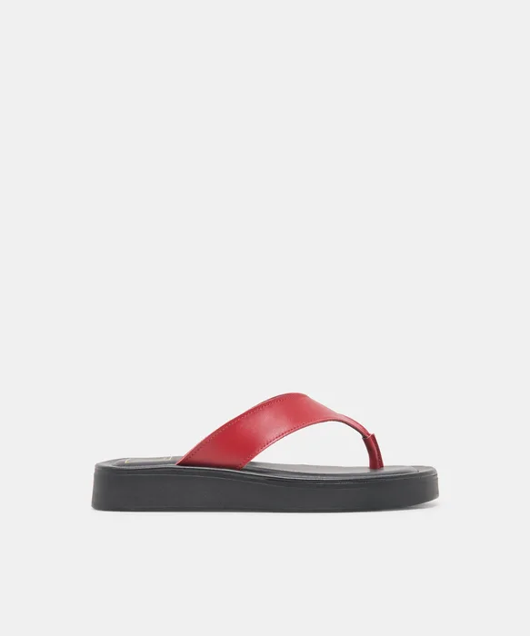 BLAYZE Red Leather Platform Flip-Flop Sandals — view 2