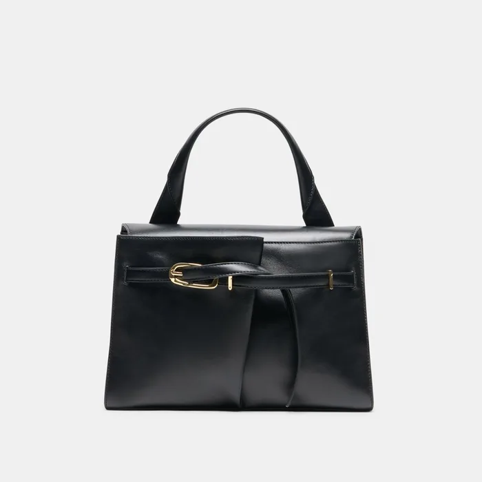 BORGO HANDBAG BLACK LEATHER