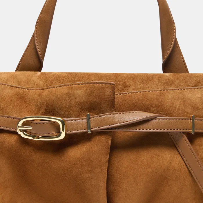 BORGO Dark Tan Suede Adjustable Crossbody Handbag — view 5