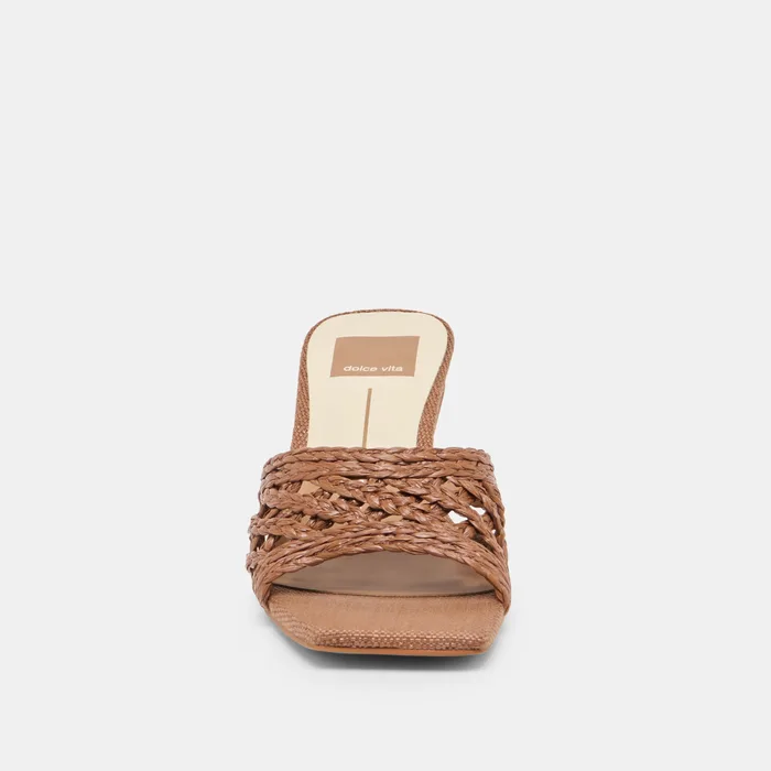 Bowen Cognac Raffia Heels — view 10