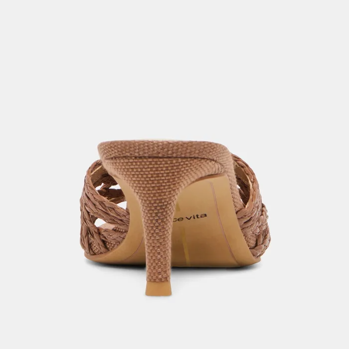 Bowen Cognac Raffia Heels — view 11