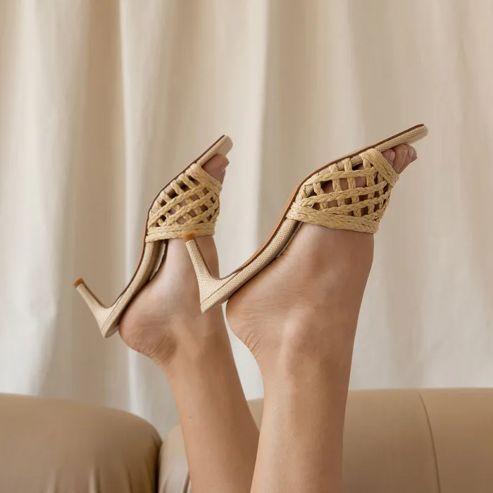 Bowen Lt Natural Raffia Heels — view 3