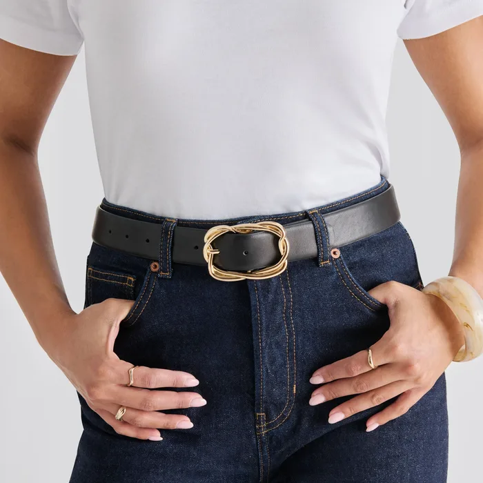 Braided Black Gold Buckle Belt — view 3