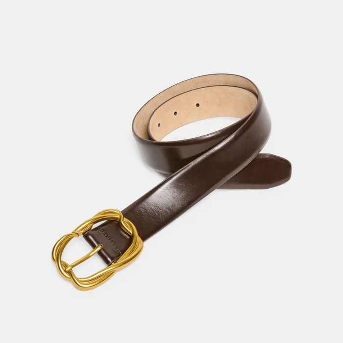 Braided Mahogany Gold Buckle Belt — view 6