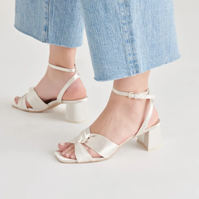 Brenna Ivory Satin Heels — view 5