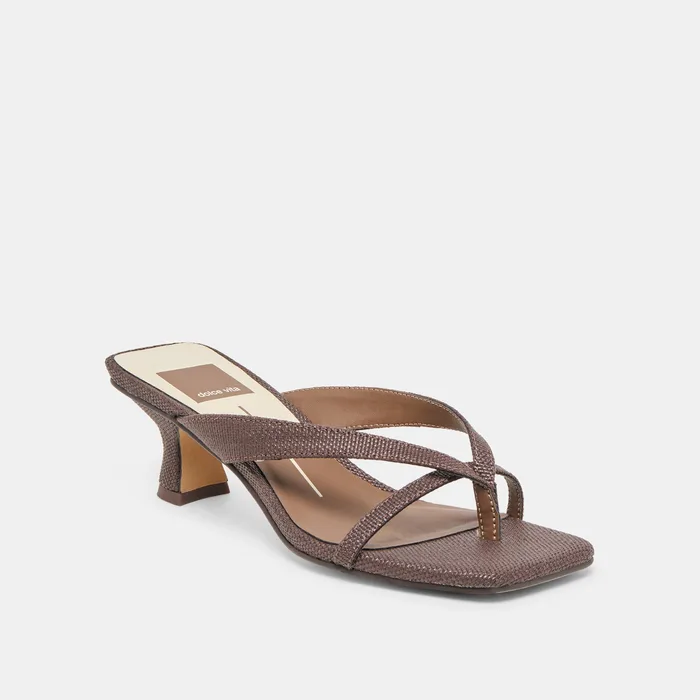 Brevel Chocolate Raffia Heels — view 4