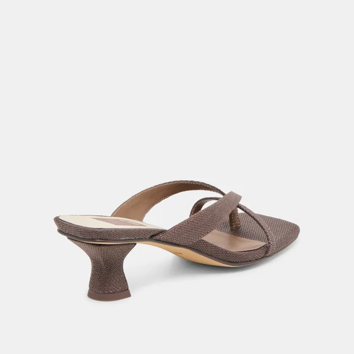 Brevel Chocolate Raffia Heels — view 6
