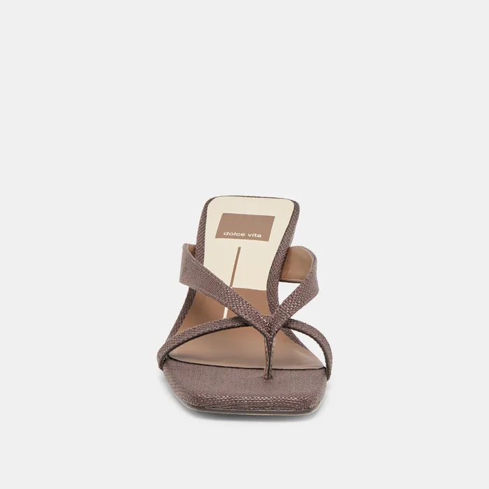 Brevel Chocolate Raffia Heels — view 10
