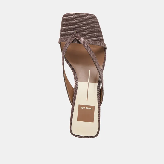 Brevel Chocolate Raffia Heels — view 12