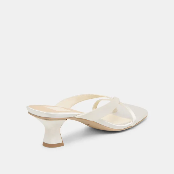 Brevel True White Satin Heels — view 6