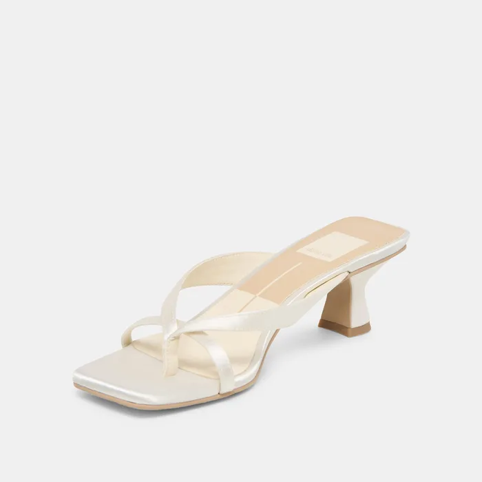 Brevel True White Satin Heels — view 8