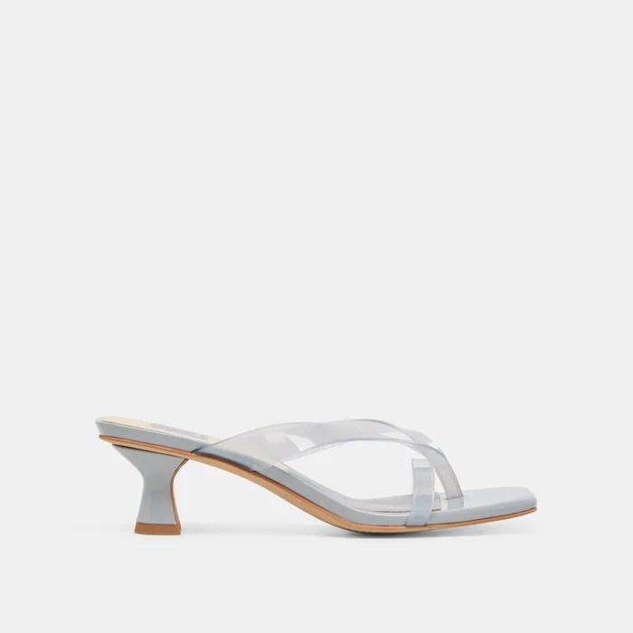 Brevel Vinyl Wide Dusty Blue Jelly Heels — view 2
