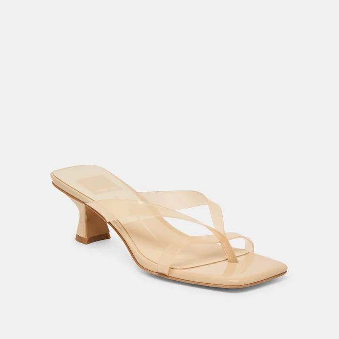 Brevel Vinyl Wide Praline Jelly Heels — view 3