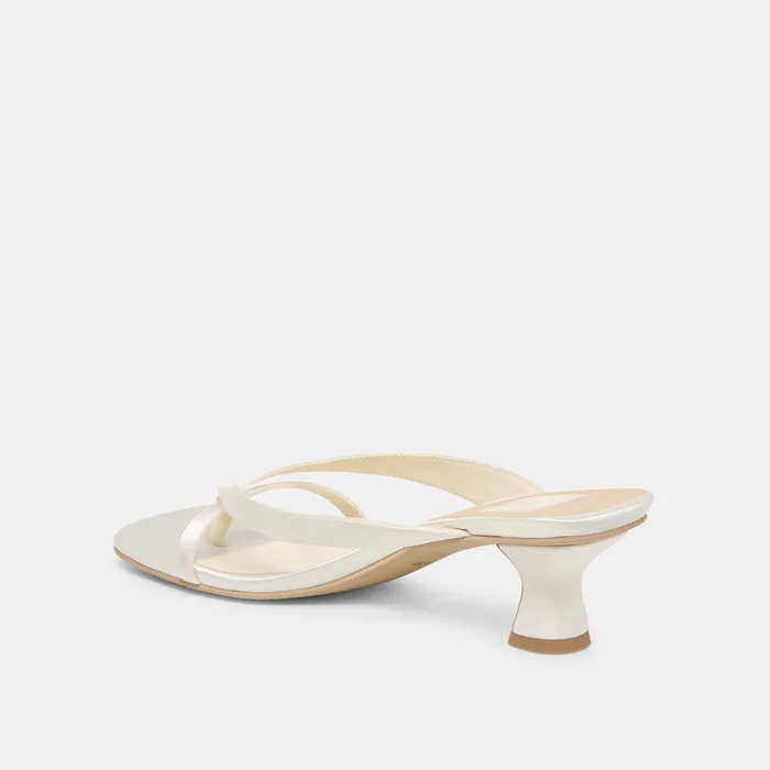 Brevel Wide True White Satin Heels — view 6