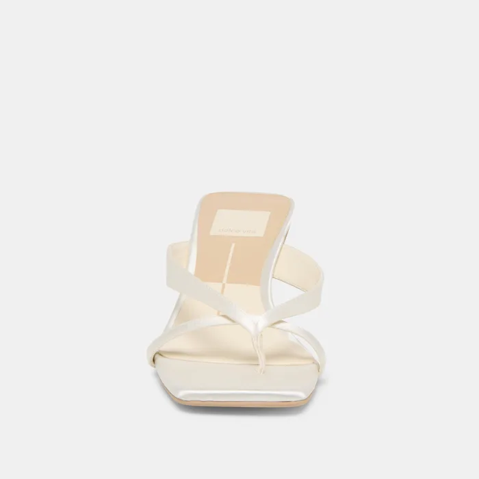 Brevel Wide True White Satin Heels — view 7