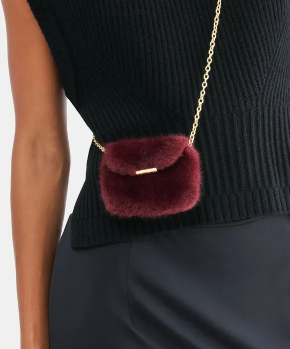 BRINDI Burgundy Faux Fur Mini Crossbody Wallet — view 3