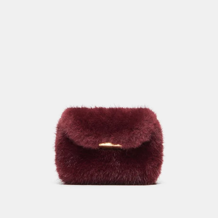 BRINDI Burgundy Faux Fur Mini Crossbody Wallet — view 4