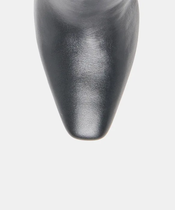 BRION Extra Wide Calf Black Leather Block-Heel Knee-High Boots — view 4