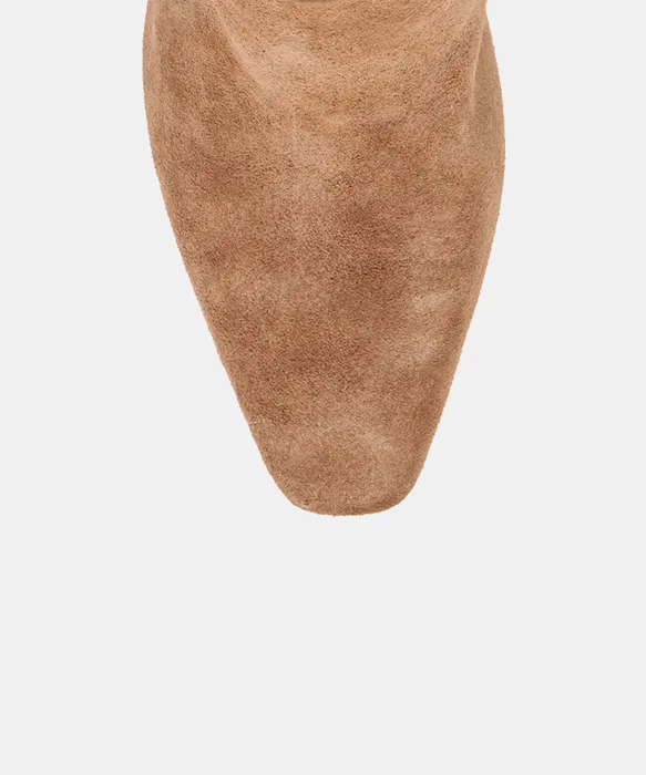 BRION Extra Wide Calf Cocoa Suede Block-Heel Knee-High Boots — view 4