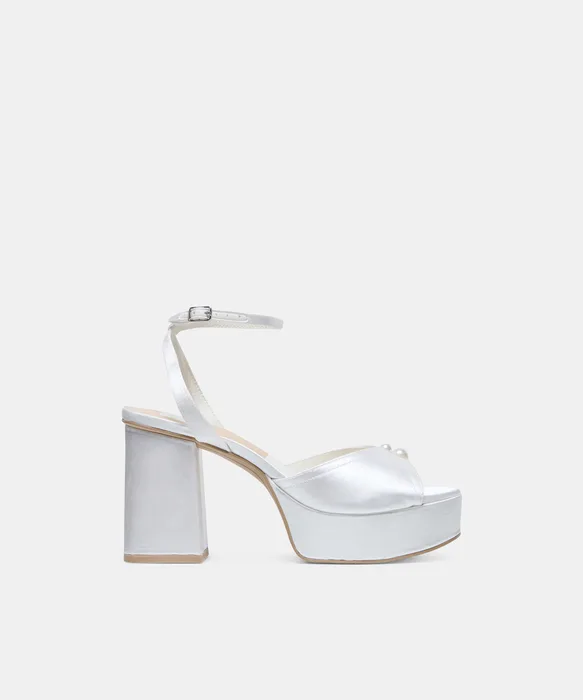 Bryla White Satin Heels — view 2