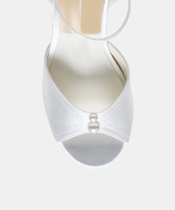 Bryla White Satin Heels — view 4