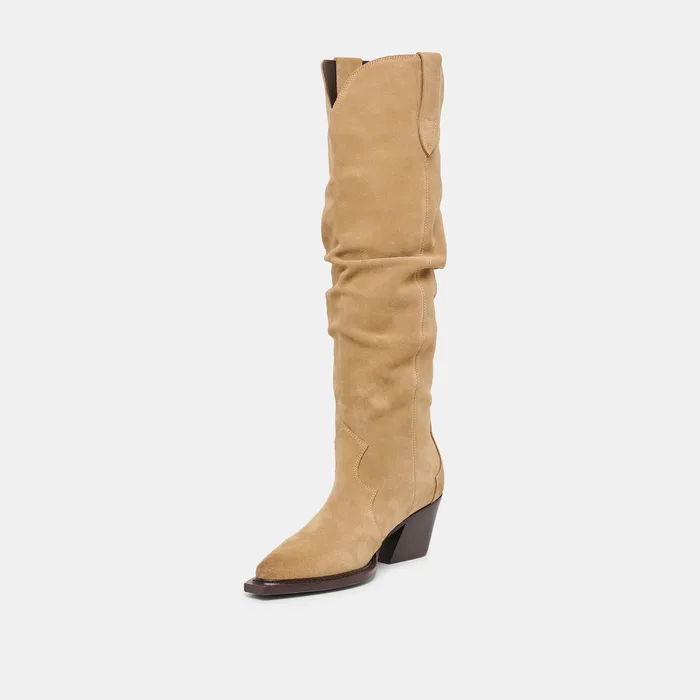 Buckly Camel Suede Boots — view 7