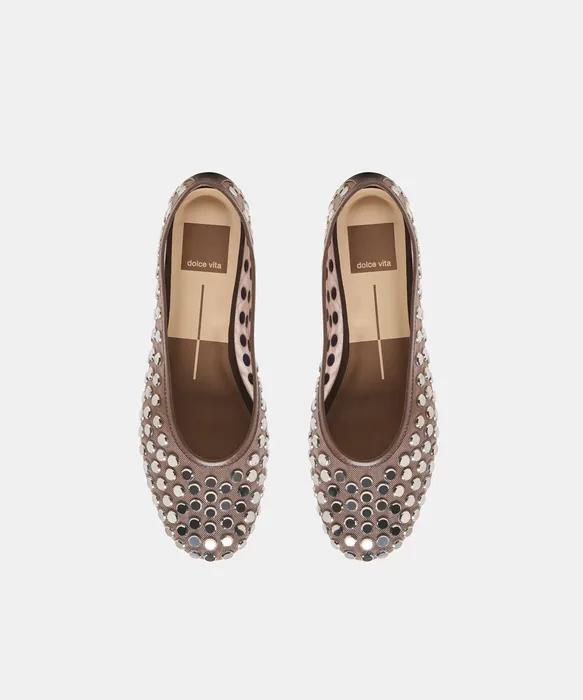 CALIA STUD Dk Brown Mesh Ballet Flats — view 4