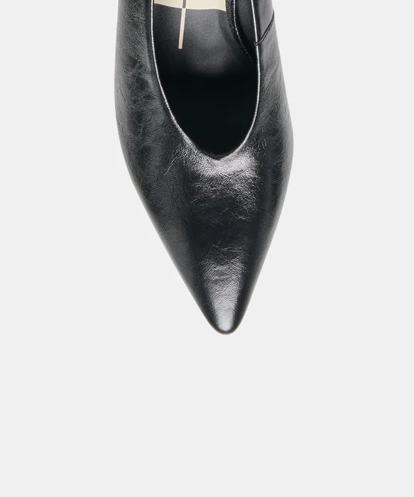 CAMERO Black Leather Pointed-Toe Wedges — view 4