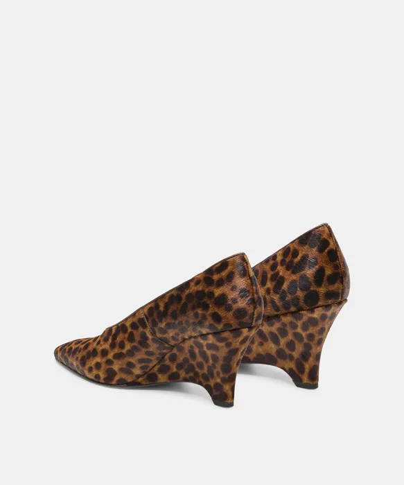 CAMERO Dk Leopard Calf Hair Pointed-Toe Wedges — view 5