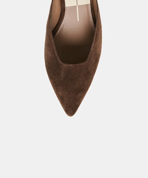 CAMY Dk Brown Suede Closed-Toe Slip-On Wedge Mules — view 4