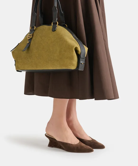 CAMY Dk Brown Suede Closed-Toe Slip-On Wedge Mules — view 5