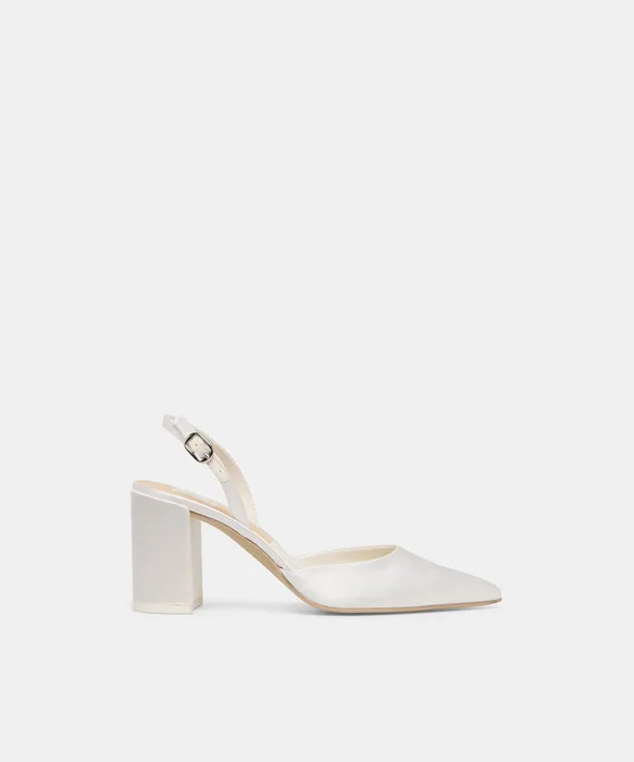 Carel True White Satin High Heels — view 2
