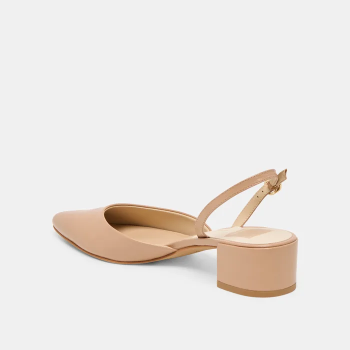 Carel Wide Lt Tan Crinkle Patent Leather Heels — view 6