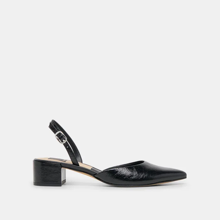Carel Wide Midnight Crinkle Patent Leather Heels — view 2