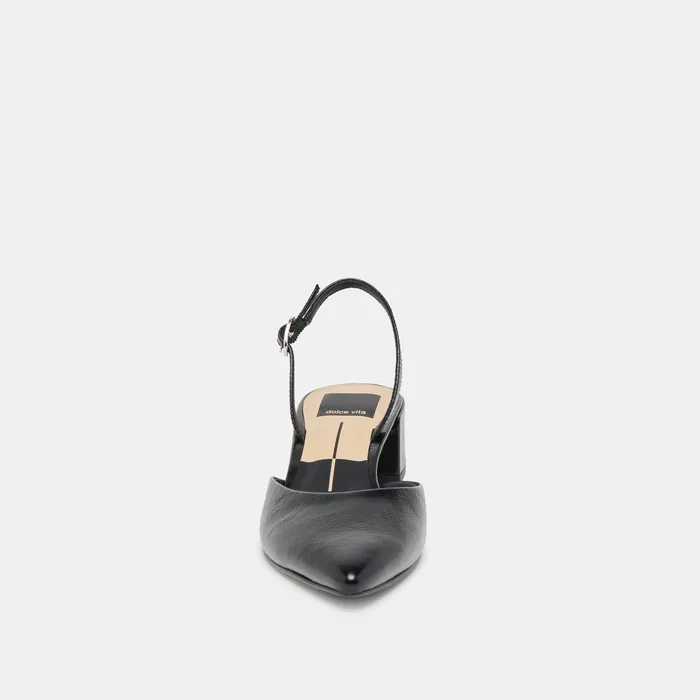 Carel Wide Midnight Crinkle Patent Leather Heels — view 7