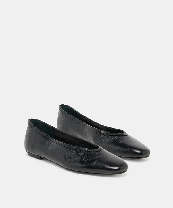 CARET Black Leather Pointed-Toe Ballet Flats — view 3