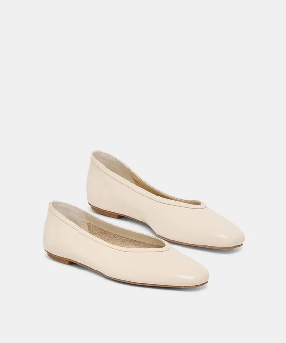 CARET Bone Leather Pointed-Toe Ballet Flats — view 3