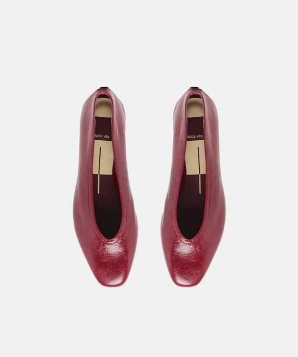 CARET Garnet Leather Pointed-Toe Ballet Flats — view 4