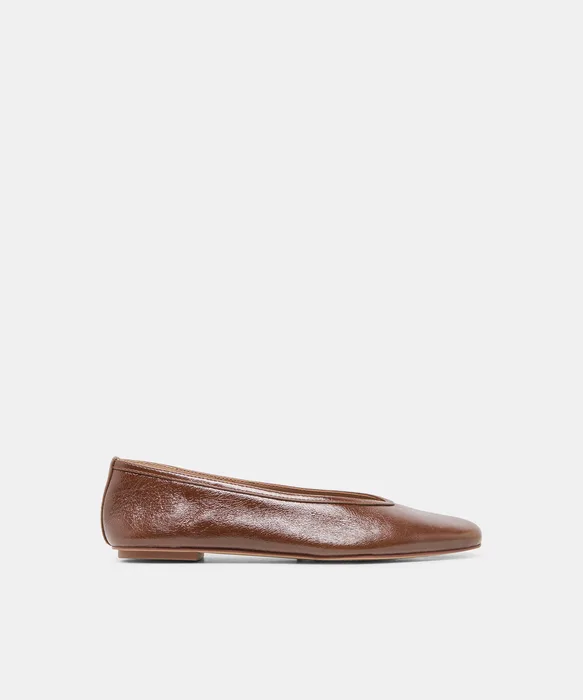 CARET Russet Leather Pointed-Toe Ballet Flats — view 2