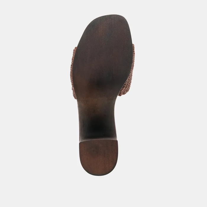CELEST HEELS CHOCOLATE RAFFIA
