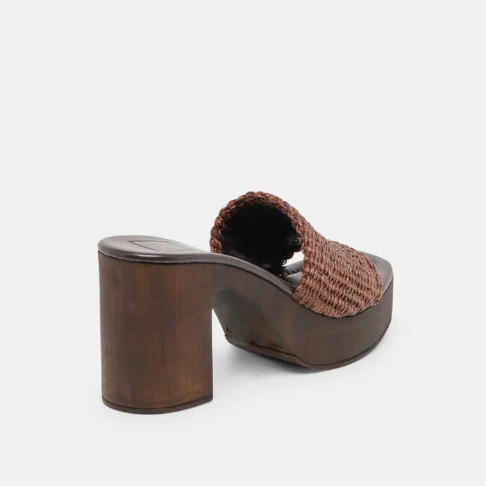Celest Chocolate Raffia Heels — view 4